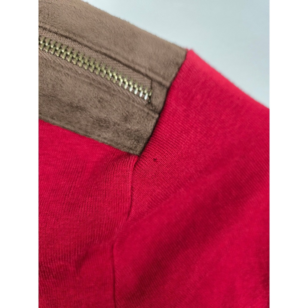Lauren Ralph Lauren Red Long Sleeve Crew Neck Top,Suede Shoulder Elbow Patches M - Picture 5 of 8